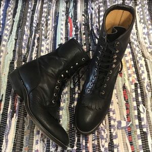 Women’s Laredo Black Leather Lace Up Boots 9 9.5